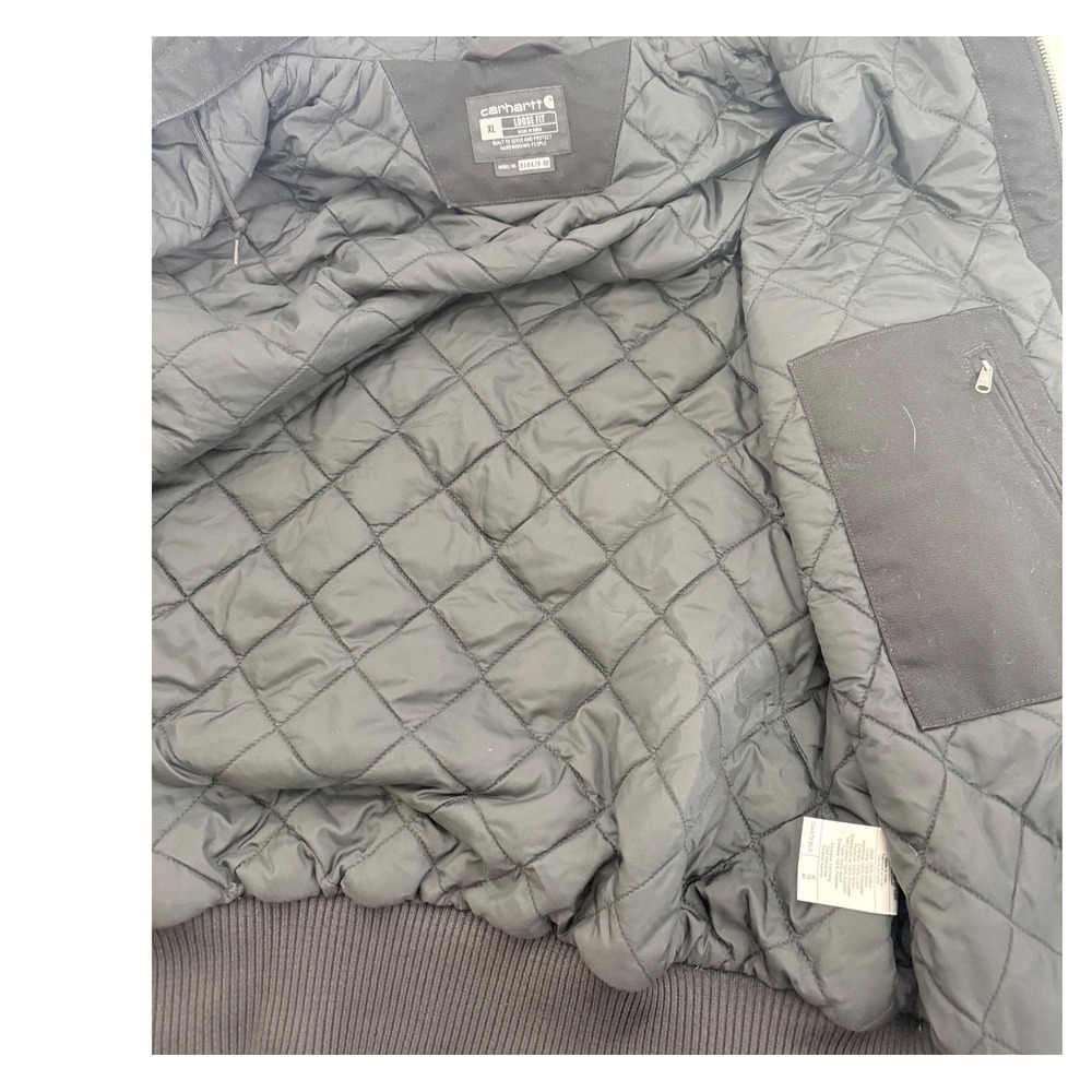 Carhartt Jacket Mens XL Heavyweight Hooded Loose Fit Quilted Black Chores - Picture 7 of 12
